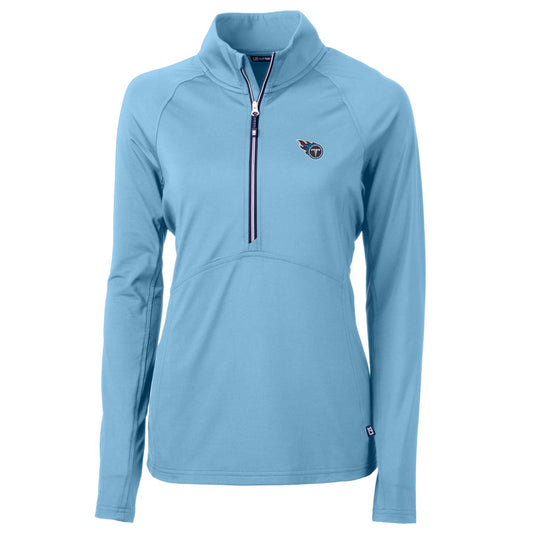 Women's Cutter & Buck Powder Blue Tennessee Titans Adapt Eco Knit Stretch Recycled Half-Zip Pullover Top