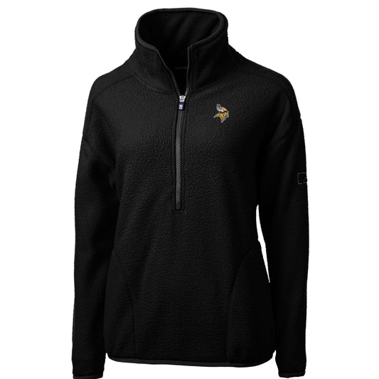 Women's Cutter & Buck Black Minnesota Vikings Cascade Eco Sherpa Fleece Half-Zip Pullover Jacket