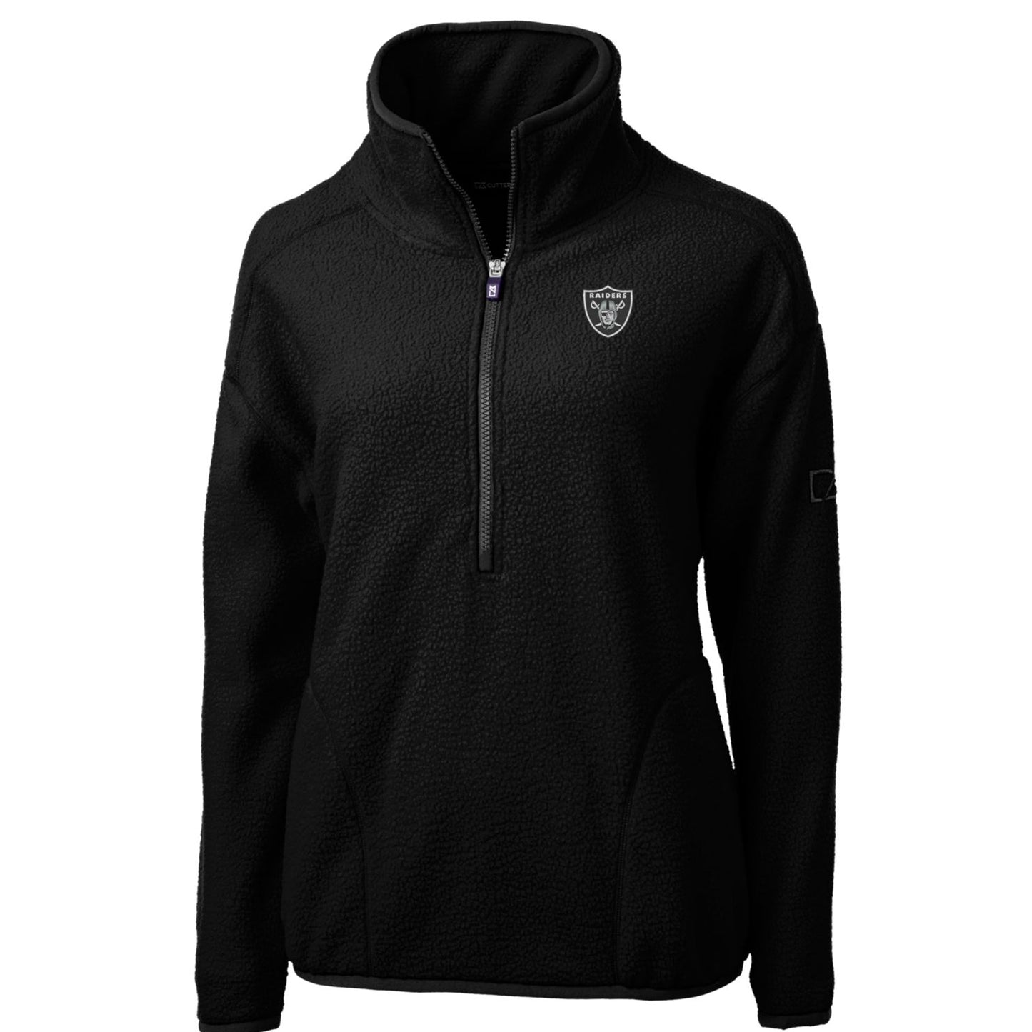 Women's Cutter & Buck Black Las Vegas Raiders Cascade Eco Sherpa Fleece Half-Zip Pullover Jacket