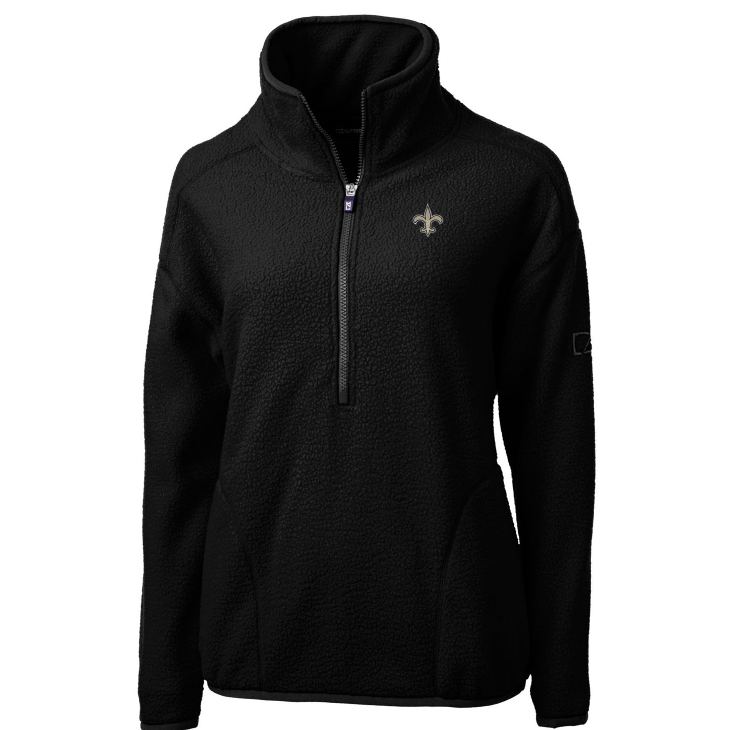 Women's Cutter & Buck Black New Orleans Saints Cascade Eco Sherpa Fleece Half-Zip Pullover Jacket