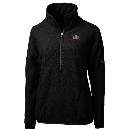 Women's Cutter & Buck Black San Francisco 49ers Cascade Eco Sherpa Fleece Half-Zip Pullover Jacket