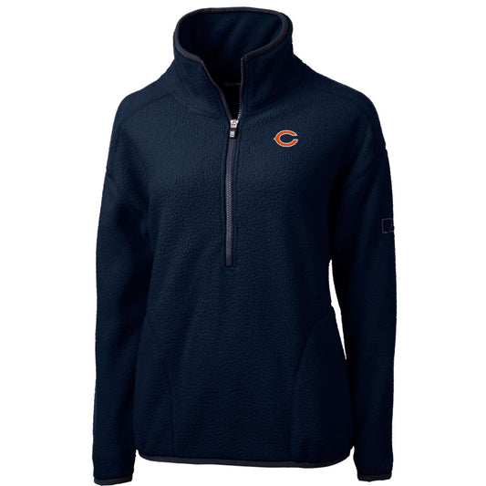 Women's Cutter & Buck Navy Chicago Bears Cascade Eco Sherpa Fleece Half-Zip Pullover Jacket