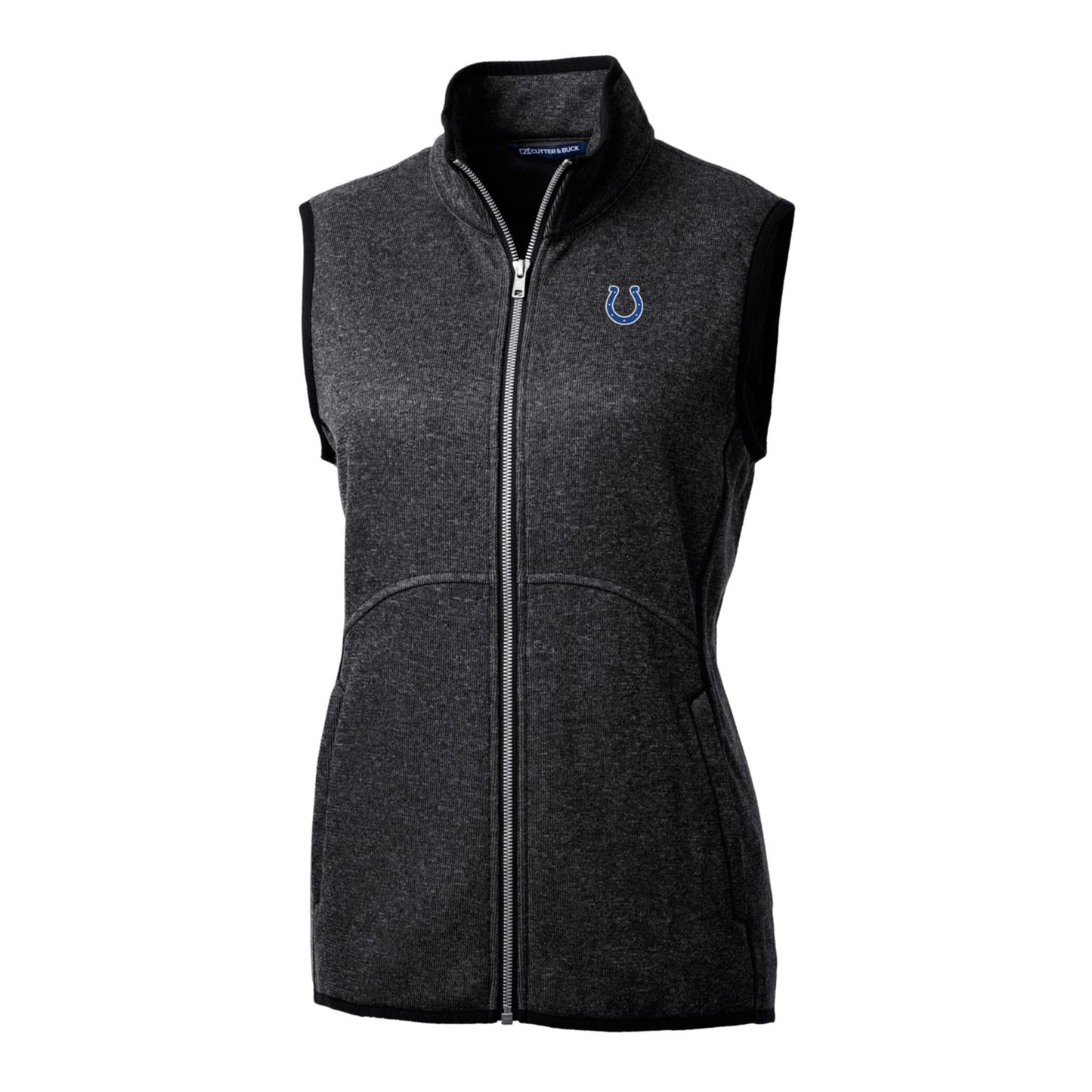 Women's Cutter & Buck Heathered Charcoal Indianapolis Colts Mainsail Sweater-Knit Full-Zip Vest