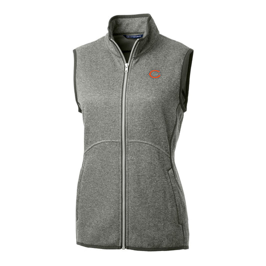 Women's Cutter & Buck Heathered Gray Chicago Bears Mainsail Sweater-Knit Full-Zip Vest