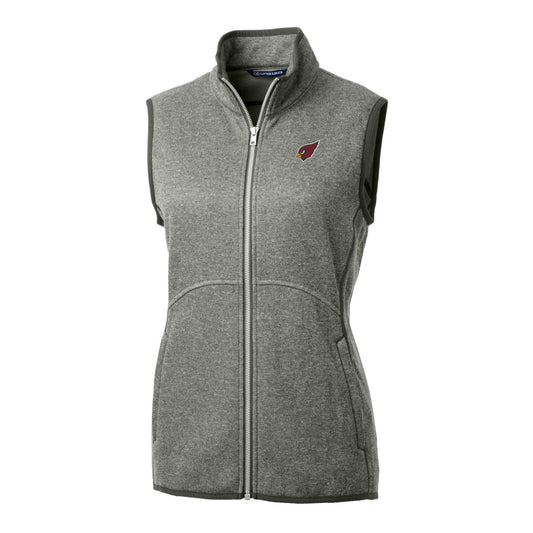 Women's Cutter & Buck Heathered Gray Arizona Cardinals Mainsail Sweater-Knit Full-Zip Vest