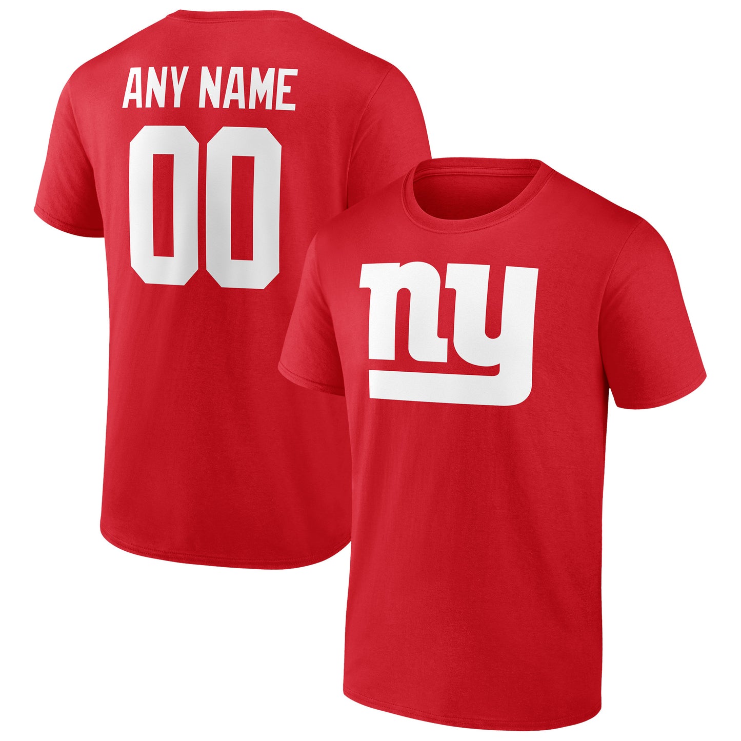 Men's Red New York Giants Team Authentic Logo Personalized Name & Number T-Shirt