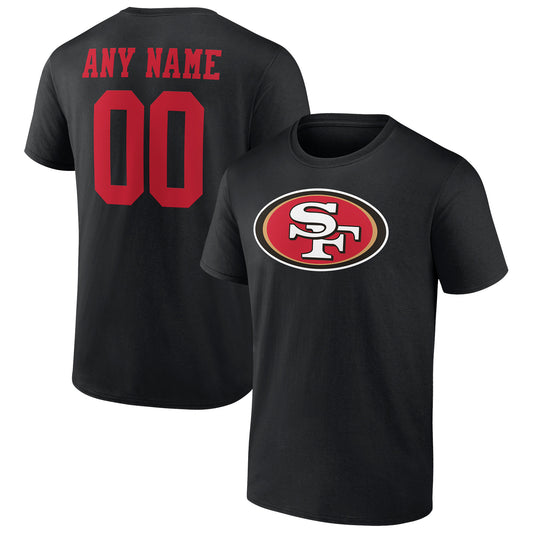 Men's Black San Francisco 49ers Team Authentic Logo Personalized Name & Number T-Shirt