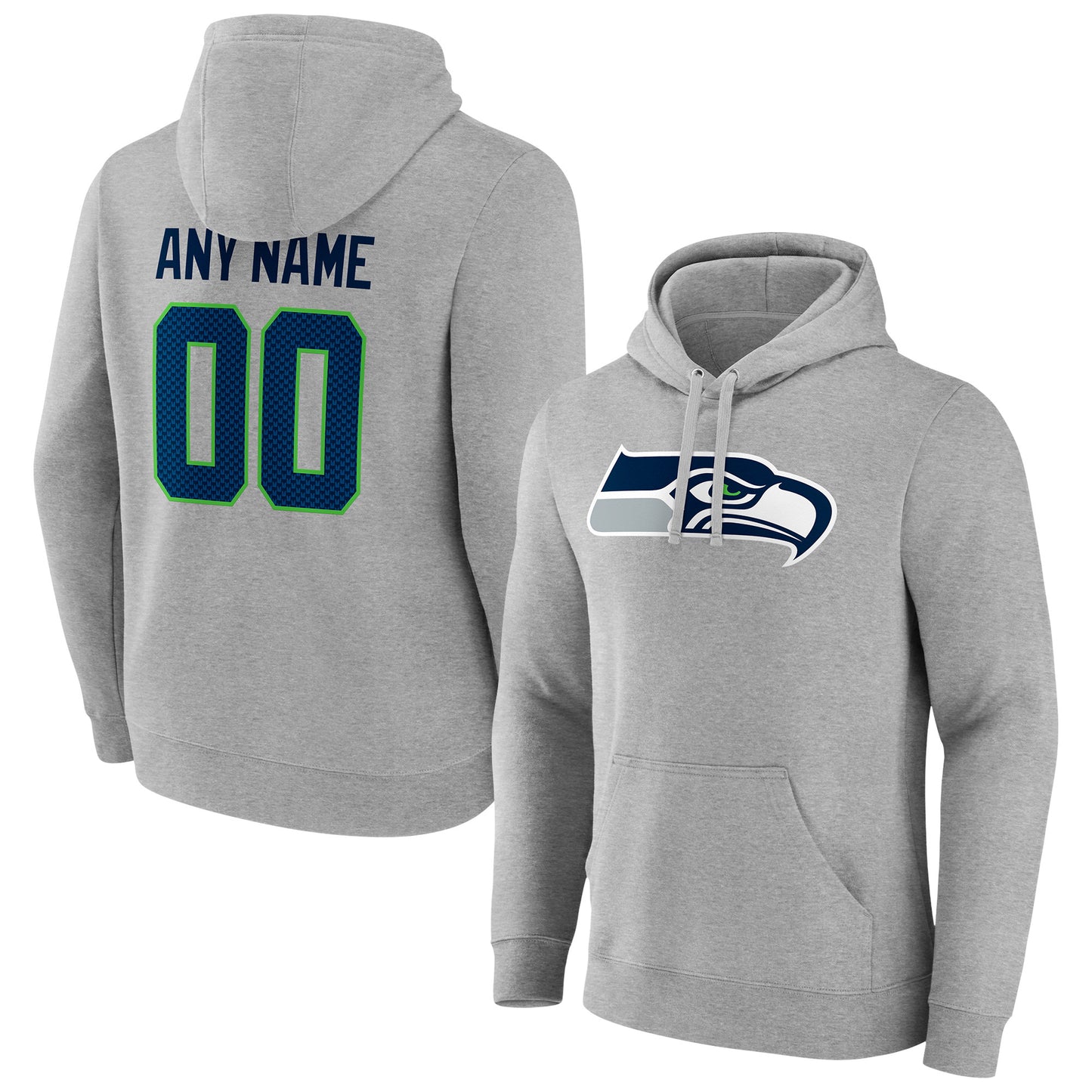 Men's Heathered Gray Seattle Seahawks Team Authentic Custom Pullover Hoodie