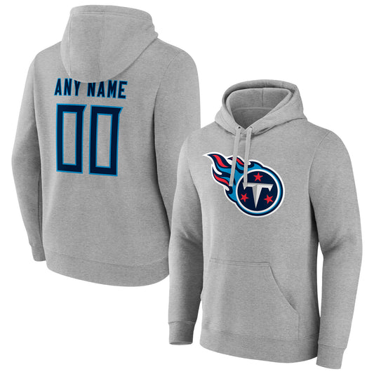 Men's Heathered Gray Tennessee Titans Team Authentic Custom Pullover Hoodie