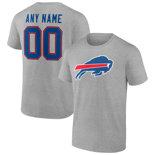 Men's Heathered Gray Buffalo Bills Team Authentic Custom T-Shirt