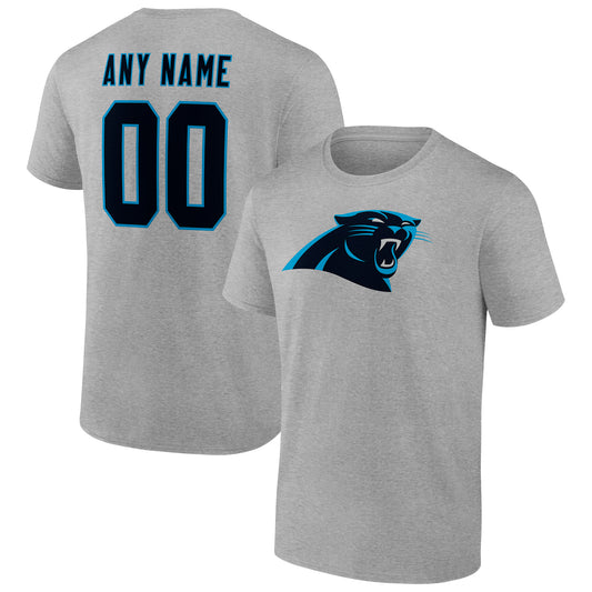 Men's Heathered Gray Carolina Panthers Team Authentic Custom T-Shirt