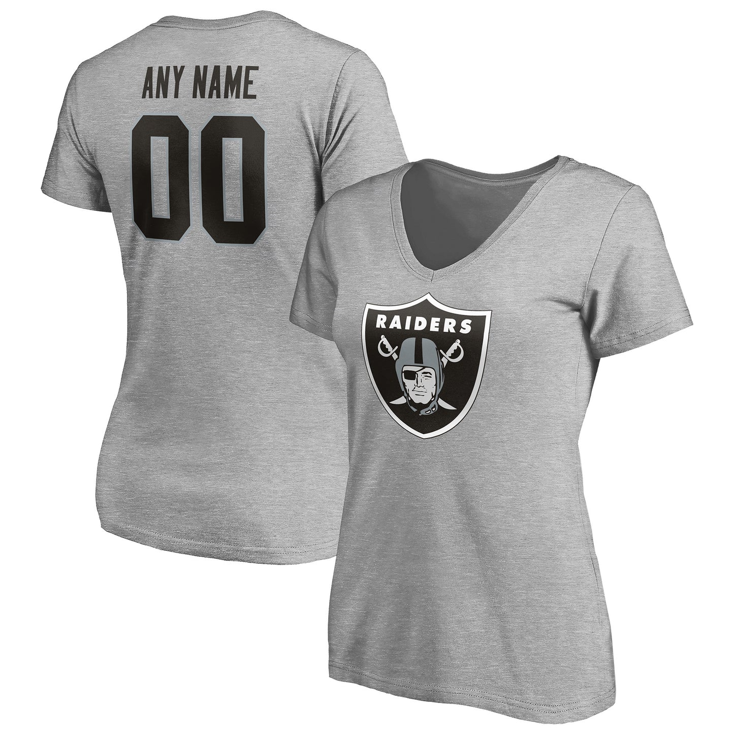 Women's Gray Las Vegas Raiders Team Authentic Custom V-Neck T-Shirt