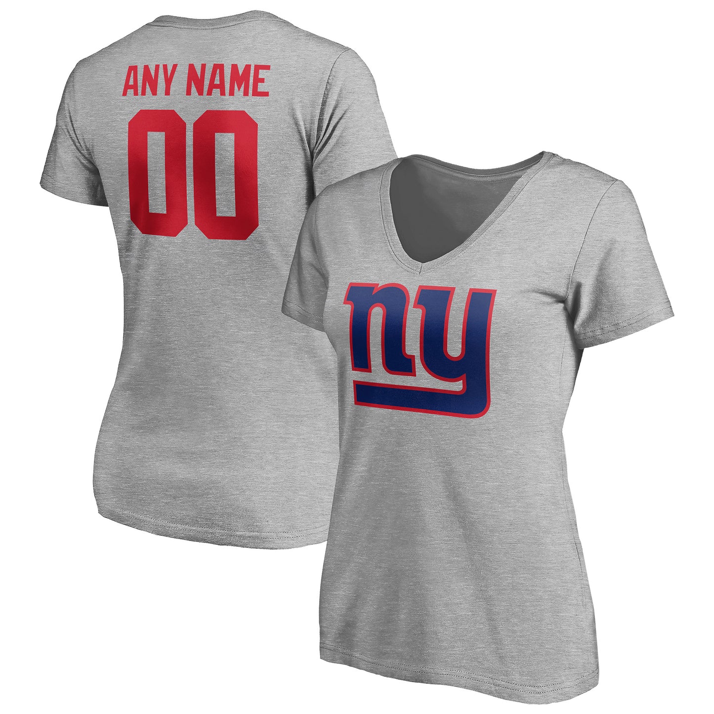 Women's Gray New York Giants Team Authentic Custom V-Neck T-Shirt