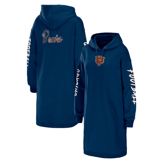 Women's WEAR by Erin Andrews Navy Chicago Bears Hoodie Dress