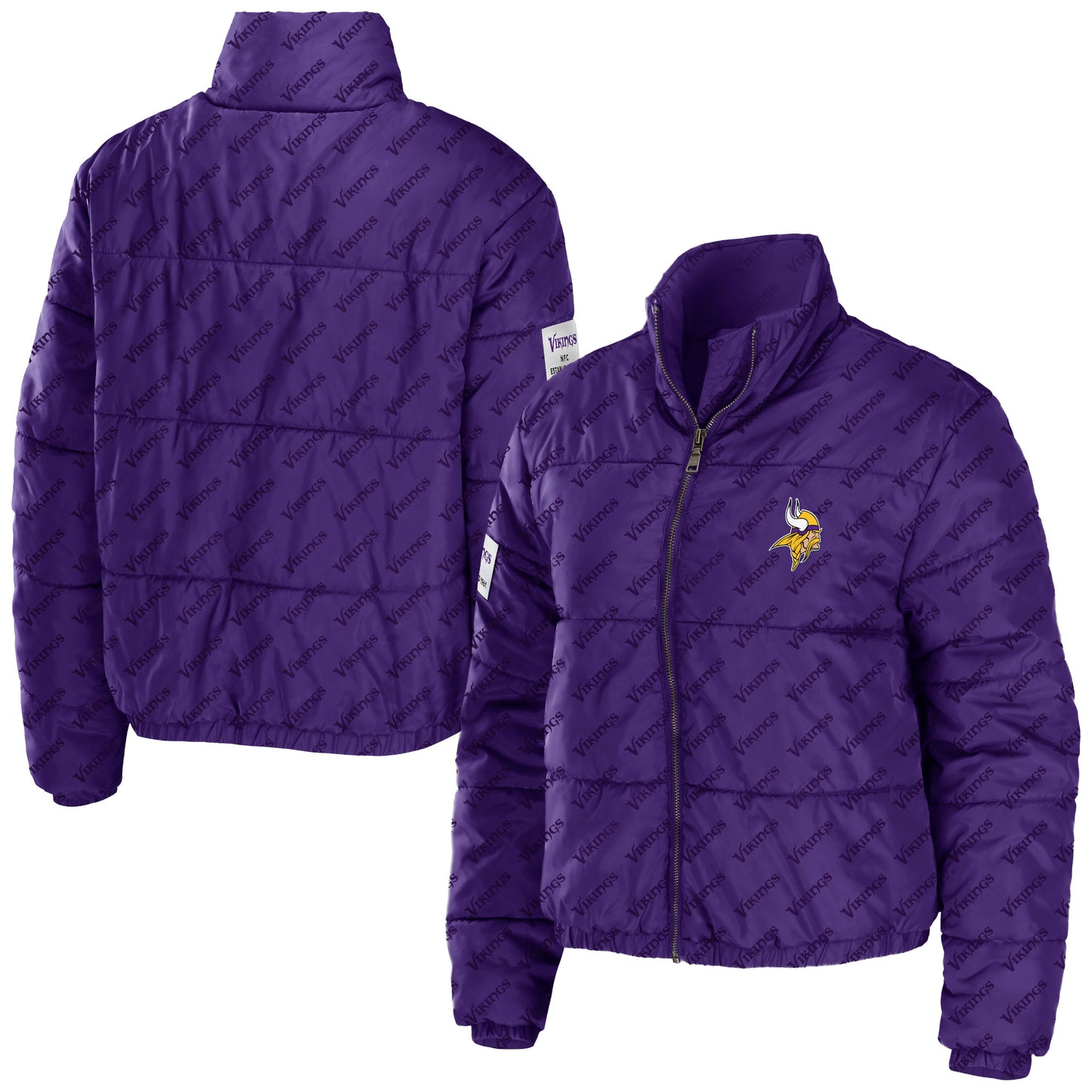 Women's WEAR by Erin Andrews Purple Minnesota Vikings Puffer Full-Zip Cropped Jacket