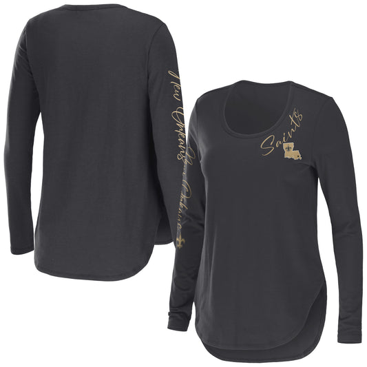 Women's WEAR by Erin Andrews Charcoal New Orleans Saints Team Scoop Neck T-Shirt