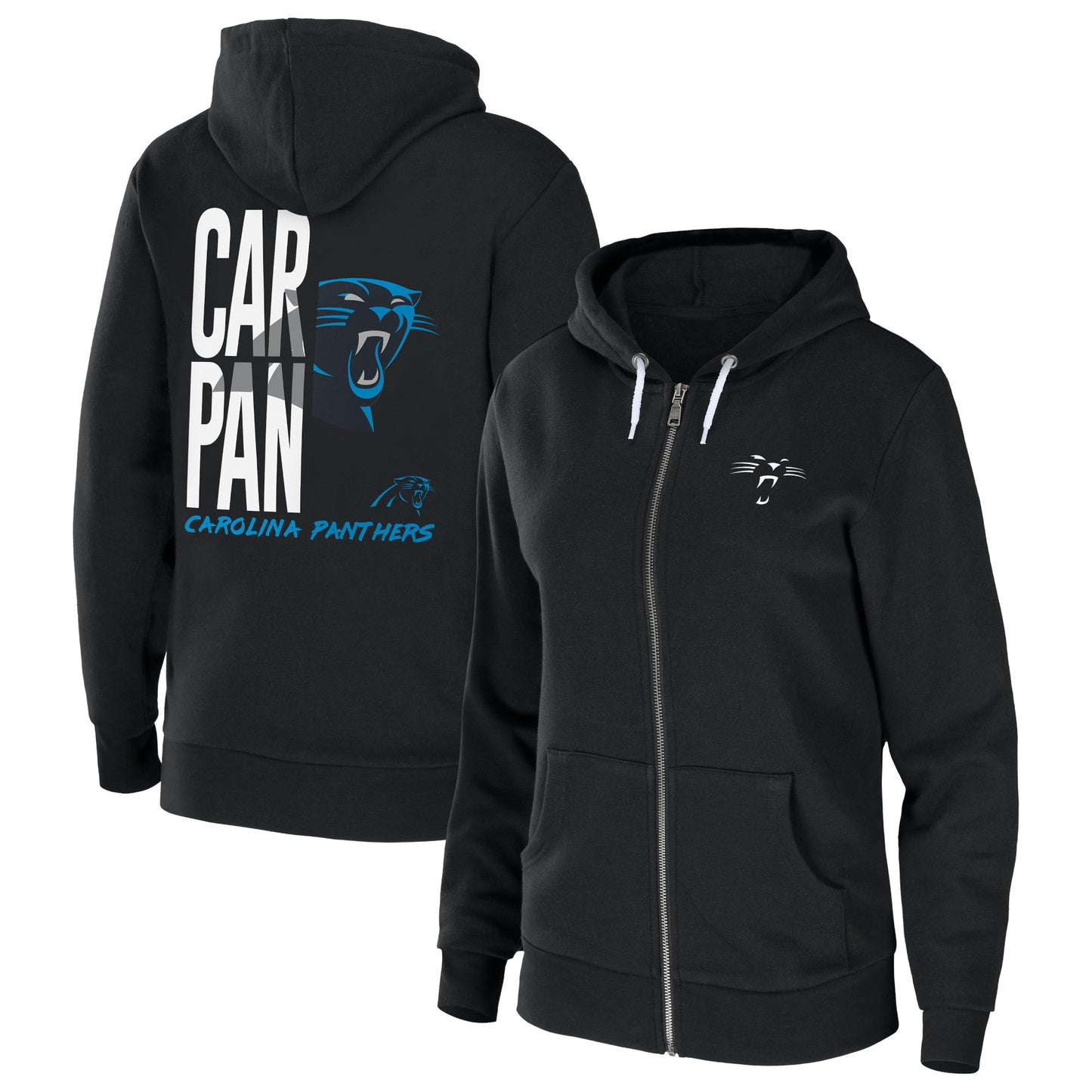 Women's WEAR by Erin Andrews Black Carolina Panthers Sponge Fleece Full-Zip Hoodie