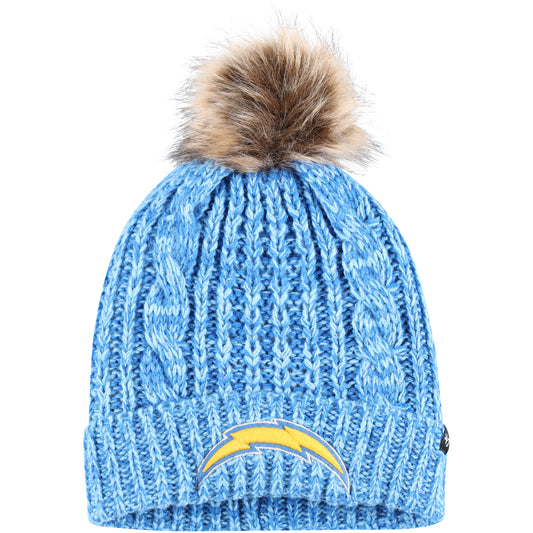 Women's '47 Powder Blue Los Angeles Chargers Logo Meeko Cuffed Knit Hat with Pom