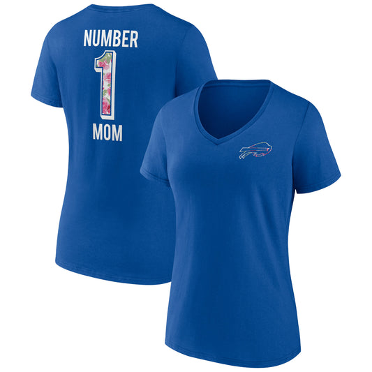 Women's Fanatics Royal Buffalo Bills Plus Size Mother's Day #1 Mom V-Neck T-Shirt