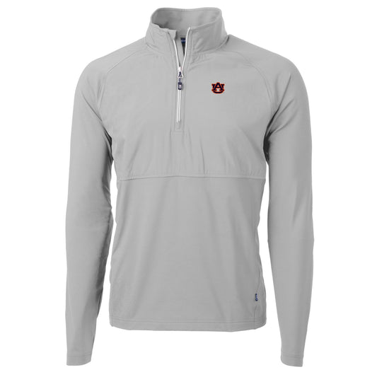 Men's Cutter & Buck Silver Auburn Tigers Adapt Eco Knit Hybrid Recycled Quarter-Zip Pullover Top