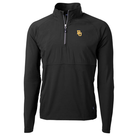 Men's Cutter & Buck Black Baylor Bears Adapt Eco Knit Hybrid Recycled Quarter-Zip Pullover Top