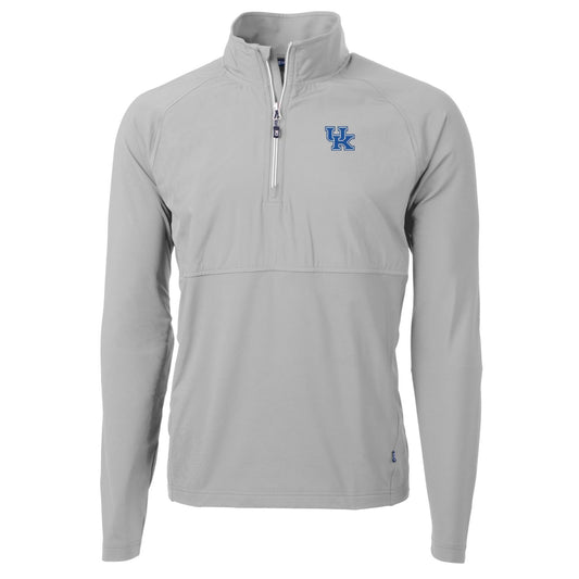 Men's Cutter & Buck Silver Kentucky Wildcats Adapt Eco Knit Hybrid Recycled Quarter-Zip Pullover Top