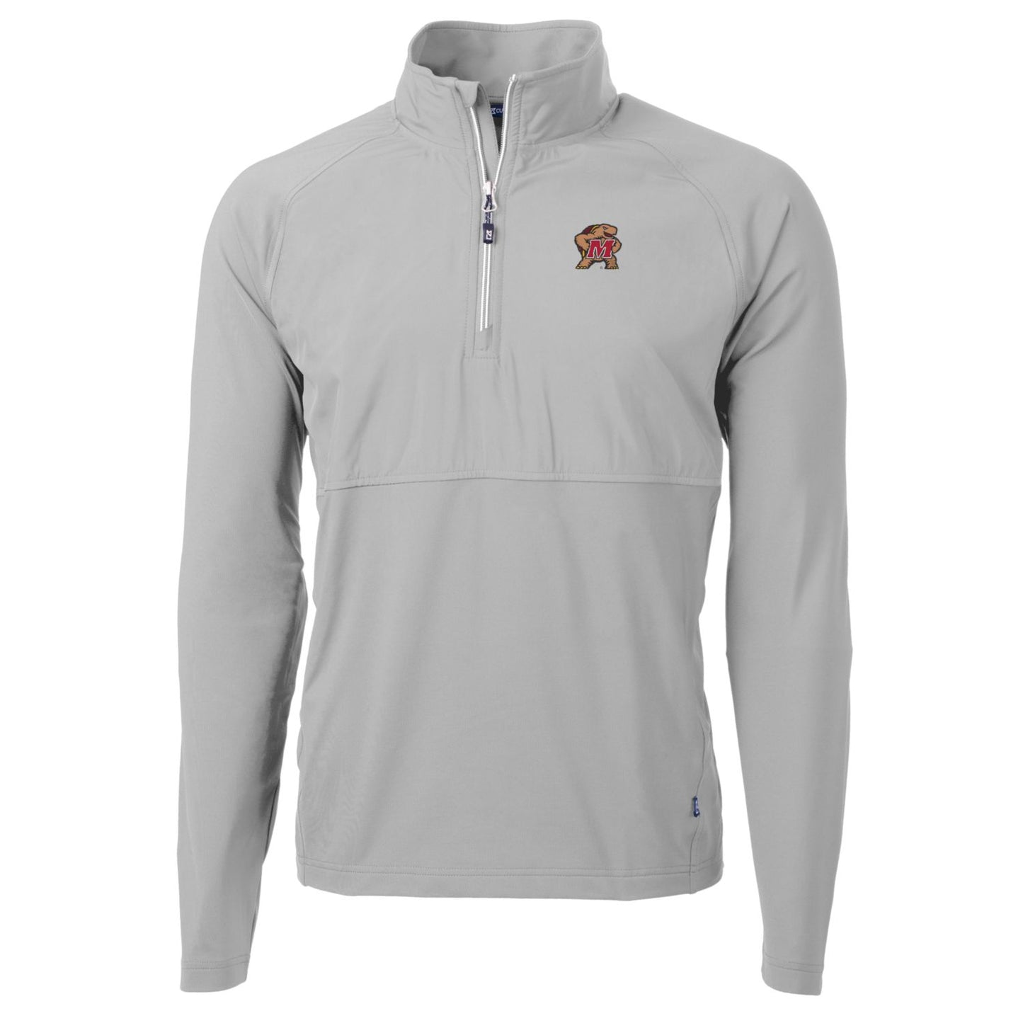 Men's Cutter & Buck Silver Maryland Terrapins Adapt Eco Knit Hybrid Recycled Quarter-Zip Pullover Top