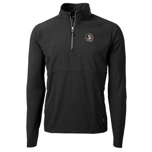 Men's Cutter & Buck Black Florida State Seminoles Adapt Eco Knit Hybrid Recycled Quarter-Zip Pullover Top