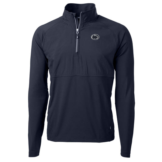 Men's Cutter & Buck Navy Penn State Nittany Lions Adapt Eco Knit Hybrid Recycled Quarter-Zip Pullover Top