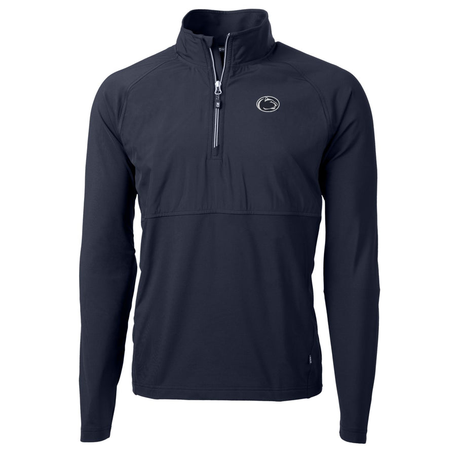 Men's Cutter & Buck Navy Penn State Nittany Lions Adapt Eco Knit Hybrid Recycled Quarter-Zip Pullover Top
