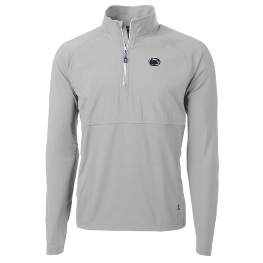 Men's Cutter & Buck Silver Penn State Nittany Lions Adapt Eco Knit Hybrid Recycled Quarter-Zip Pullover Top