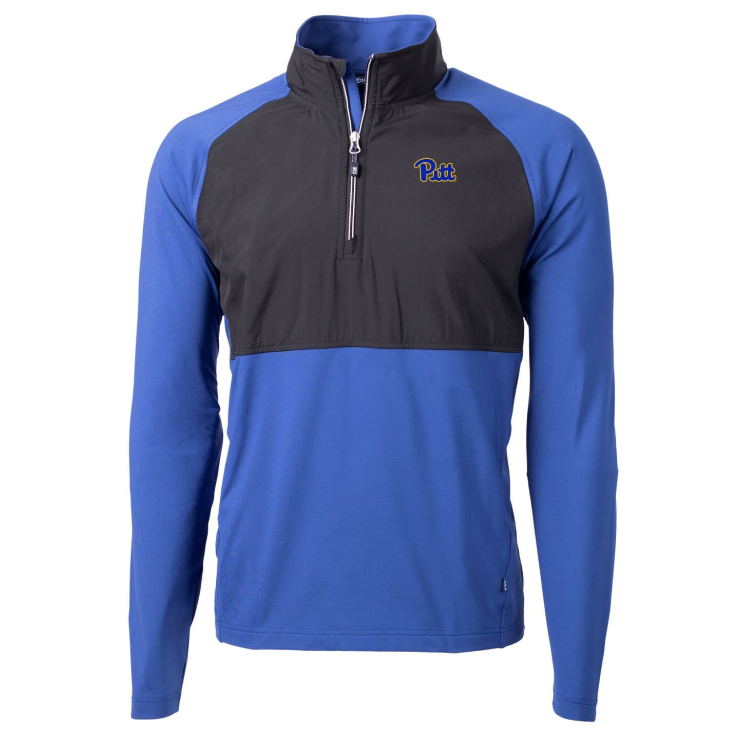 Men's Cutter & Buck Royal/Black Pitt Panthers Adapt Eco Knit Hybrid Recycled Quarter-Zip Pullover Top