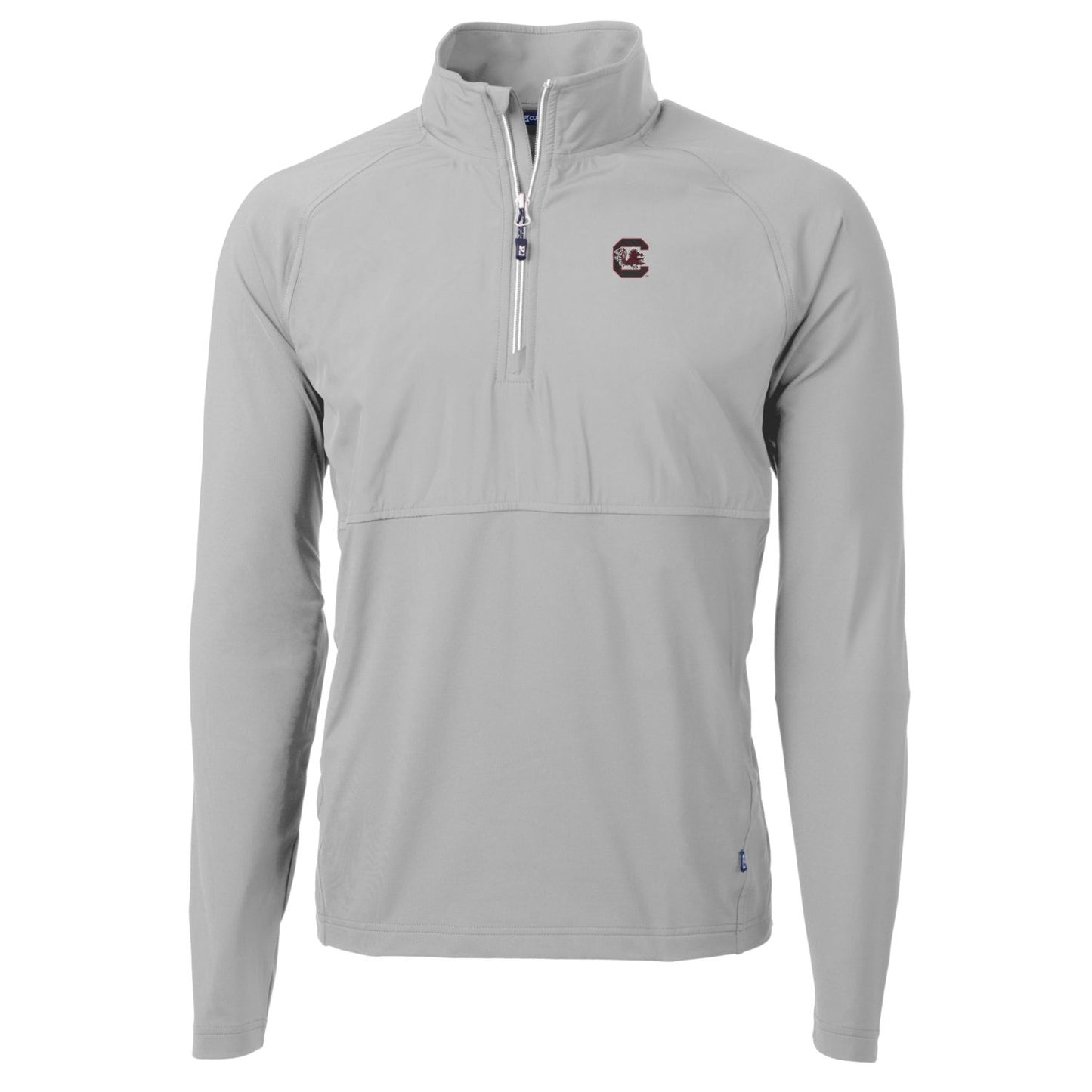 Men's Cutter & Buck Silver South Carolina Gamecocks Adapt Eco Knit Hybrid Recycled Quarter-Zip Pullover Top