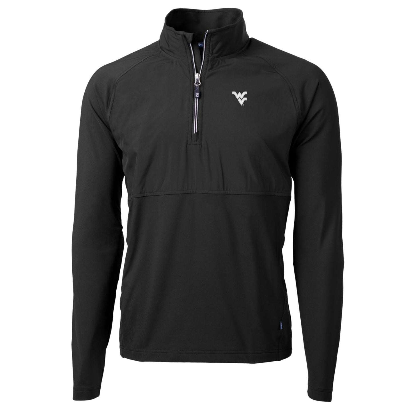 Men's Cutter & Buck Black West Virginia Mountaineers Adapt Eco Knit Hybrid Recycled Quarter-Zip Pullover Top