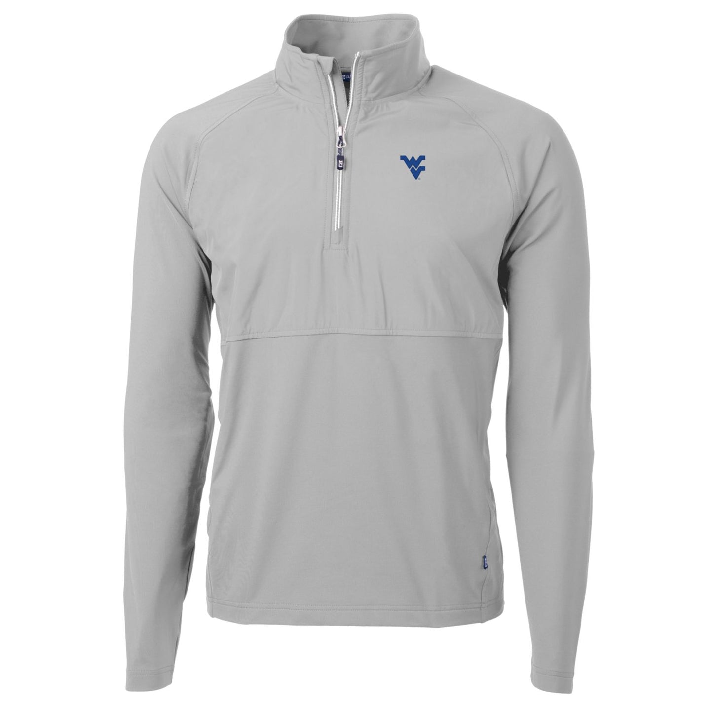 Men's Cutter & Buck Silver West Virginia Mountaineers Adapt Eco Knit Hybrid Recycled Quarter-Zip Pullover Top