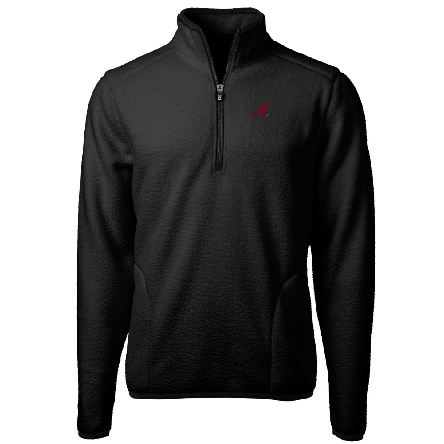 Men's Cutter & Buck Black Alabama Crimson Tide Team Logo Cascade Eco Sherpa Fleece Quarter-Zip Pullover Jacket