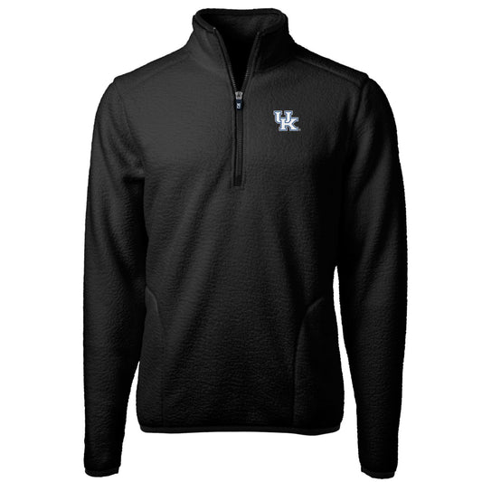 Men's Cutter & Buck Black Kentucky Wildcats Team Logo Cascade Eco Sherpa Fleece Quarter-Zip Pullover Jacket