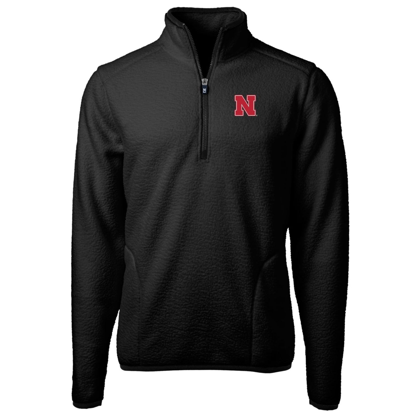 Men's Cutter & Buck Black Nebraska Huskers Team Logo Cascade Eco Sherpa Fleece Quarter-Zip Pullover Jacket