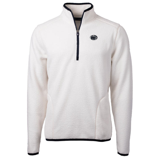 Men's Cutter & Buck Cream Penn State Nittany Lions Team Logo Cascade Eco Sherpa Fleece Quarter-Zip Pullover Jacket