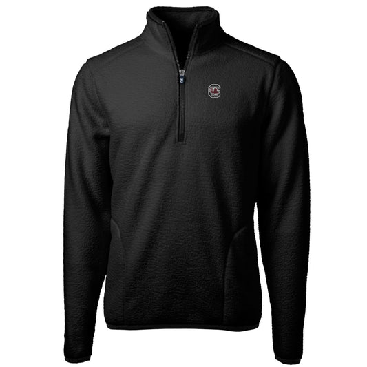 Men's Cutter & Buck Black South Carolina Gamecocks Team Logo Cascade Eco Sherpa Fleece Quarter-Zip Pullover Jacket