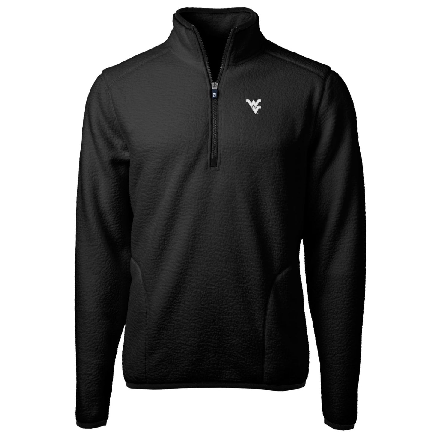 Men's Cutter & Buck Black West Virginia Mountaineers Team Logo Cascade Eco Sherpa Fleece Quarter-Zip Pullover Jacket