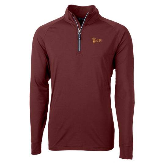 Men's Cutter & Buck Maroon Arizona State Sun Devils Adapt Eco Knit Stretch Recycled Quarter-Zip Pullover Top