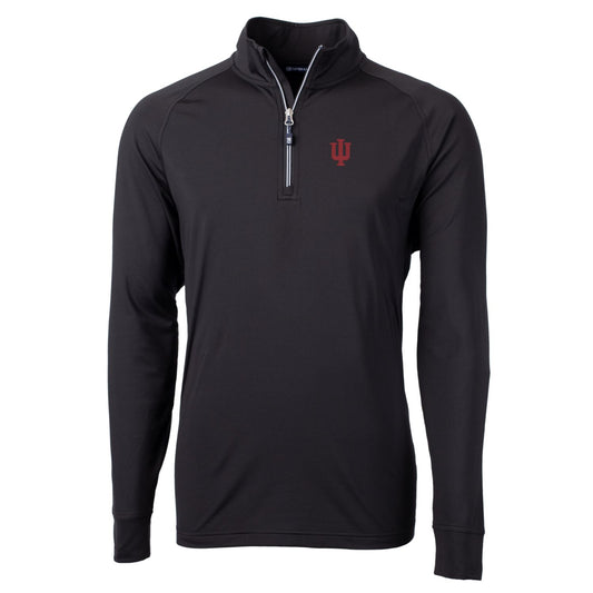 Men's Cutter & Buck Black Indiana Hoosiers Adapt Eco Knit Stretch Recycled Quarter-Zip Pullover Top