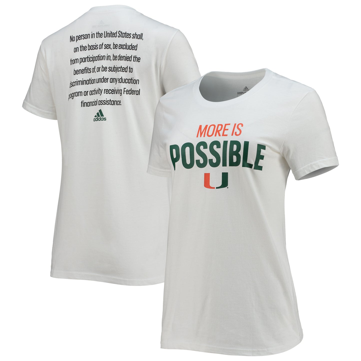 Women's adidas White Miami Hurricanes More Is Possible T-Shirt