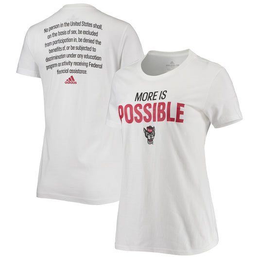 Women's adidas White NC State Wolfpack More Is Possible T-Shirt