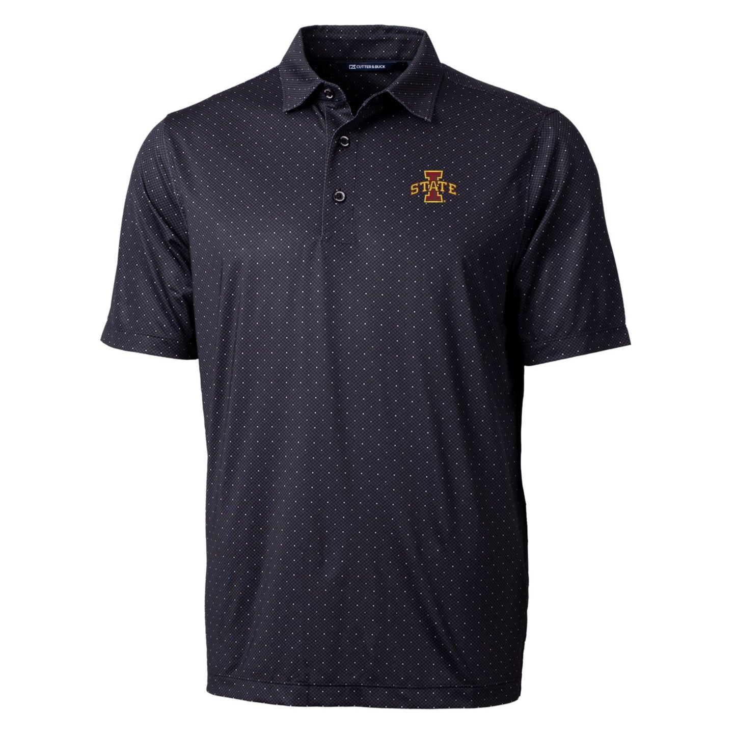 Men's Cutter & Buck Black Iowa State Cyclones Pike Double Dot Print Stretch Polo