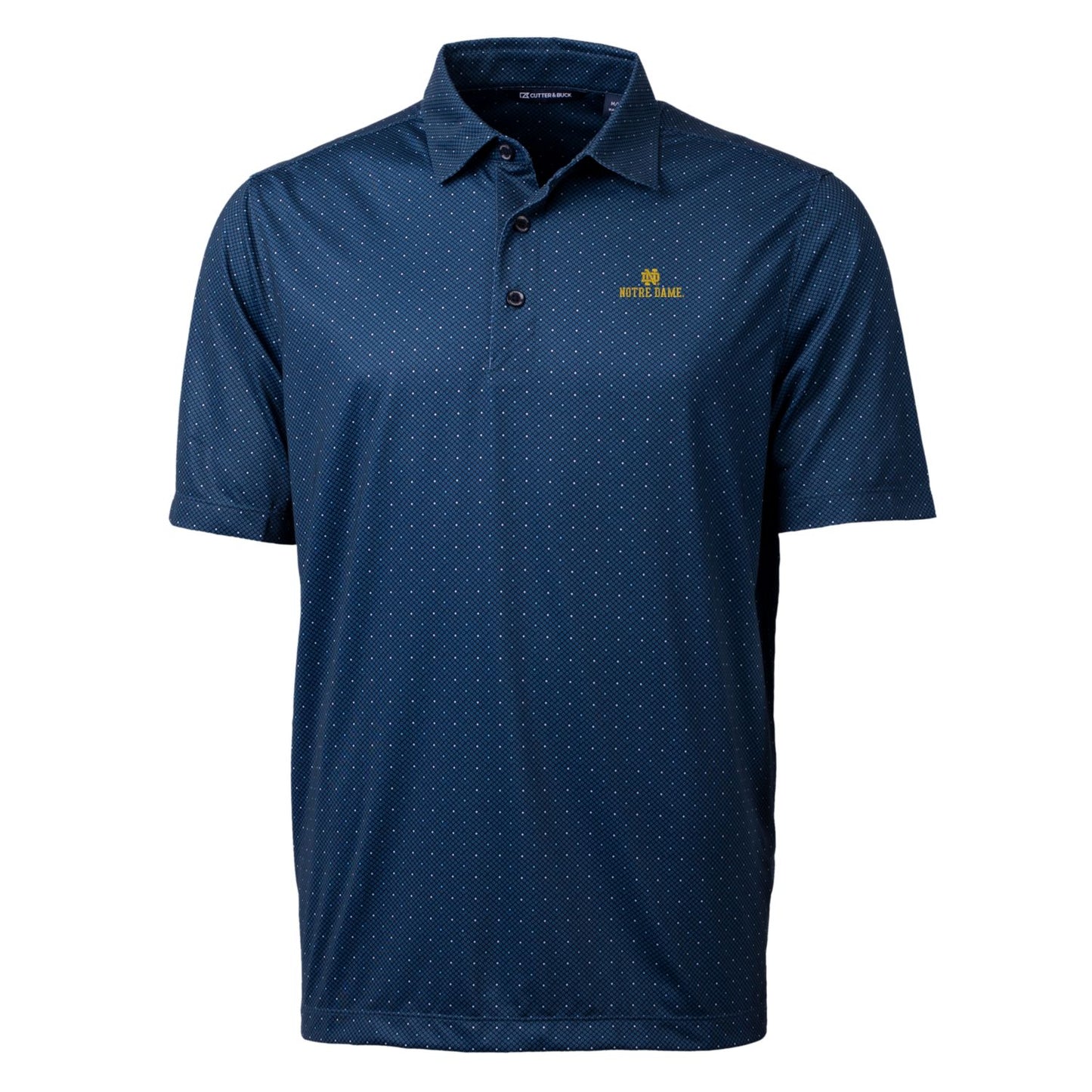 Men's Cutter & Buck Navy Notre Dame Fighting Irish Pike Double Dot Print Stretch Polo