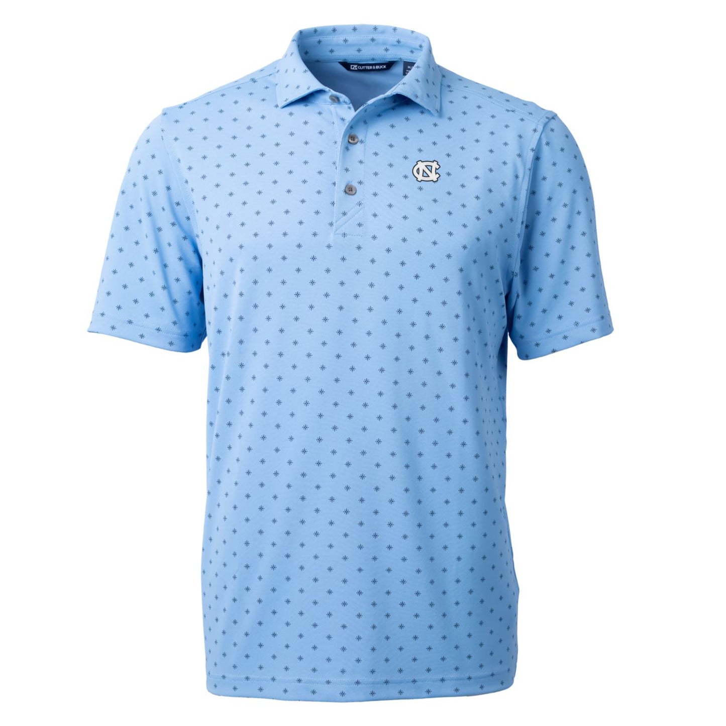 Men's Cutter & Buck Light Blue North Carolina Tar Heels Virtue Eco Pique Tile Print Polo