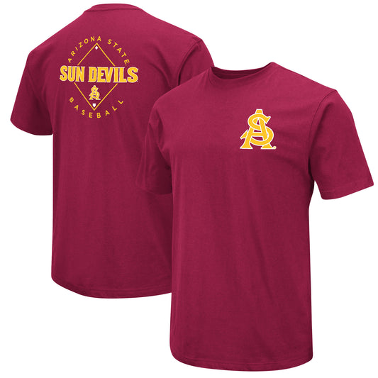 Men's Colosseum Maroon Arizona State Sun Devils Baseball On-Deck 2-Hit T-Shirt