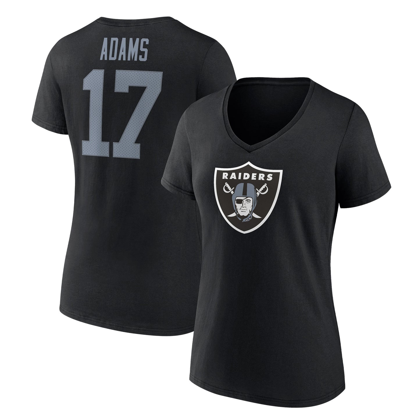 Women's Fanatics Davante Adams Black Las Vegas Raiders Player Icon Name & Number V-Neck T-Shirt